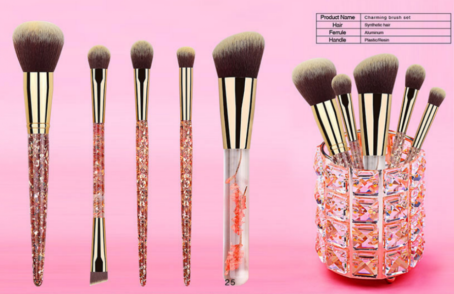 crystal handle fashion makeup brush set