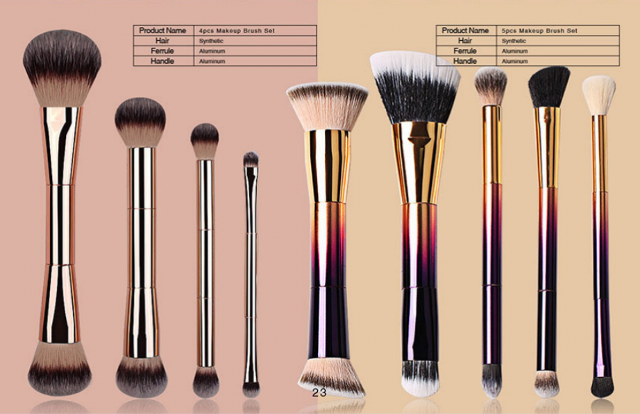 double end metal handle makeup brushes